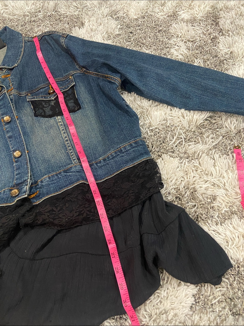 Mixit Blue Denim Jacket with Black Lace Accents. Size 2X - Picture 12 of 14